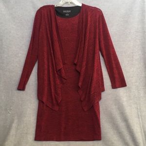 Jessica Howard Waterfall Front Fully Lined Brick Red Midi-Dress